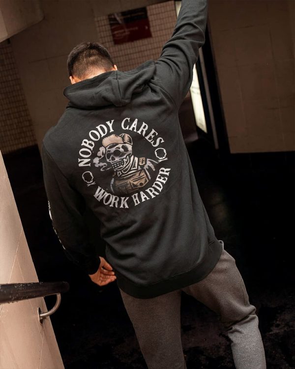 Nobody Cares Work Harder Skull Printed Casual Men's Hoodie