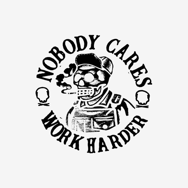 Cool Nobody Cares Work Harder Skull Printed Patchwork T-Shirt