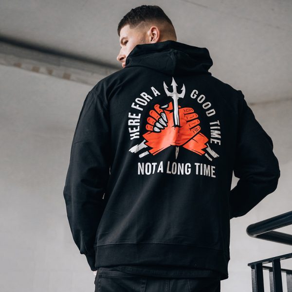 Here For A Good Time Printed Casual Men's Hoodie